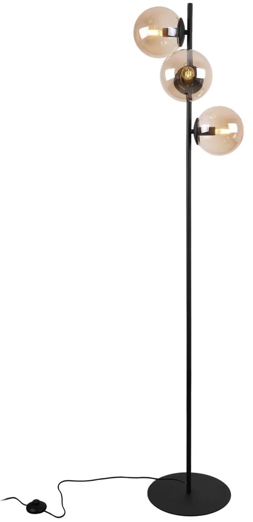 Stojacia lampa Paris, 3x medové sklenené tienidlo, B