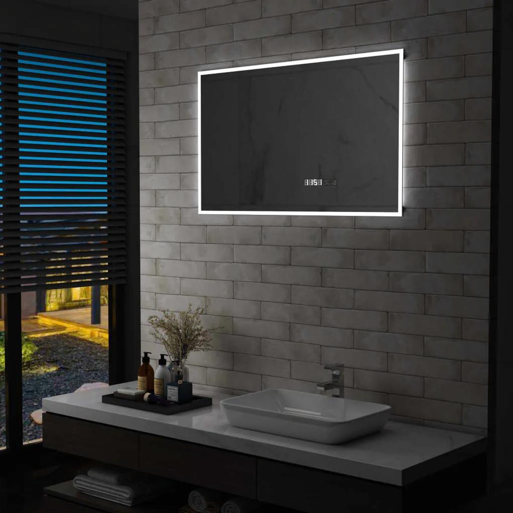 Kúpeľňové LED zrkadlo s dotykovým snímačom a časovým displejom 100x60 cm