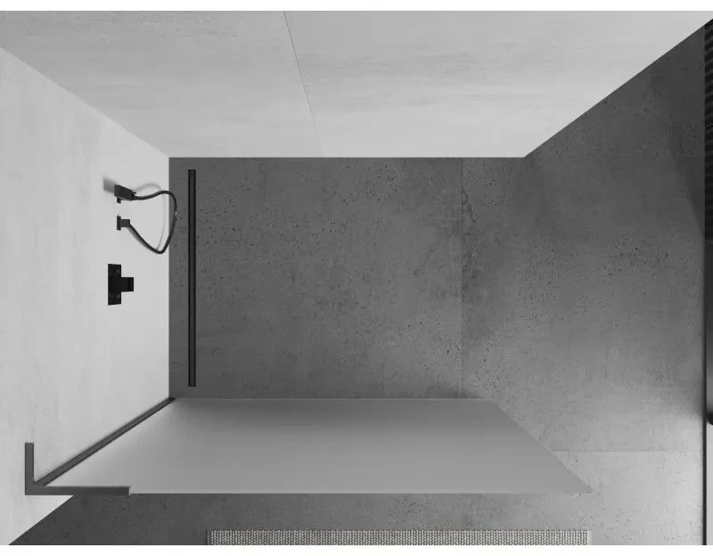 Mexen Kioto L, sprchová zástena Walk-In 90 x 200 cm, 8mm sklo námraza, grafitový profil, 800-090-103-66-30