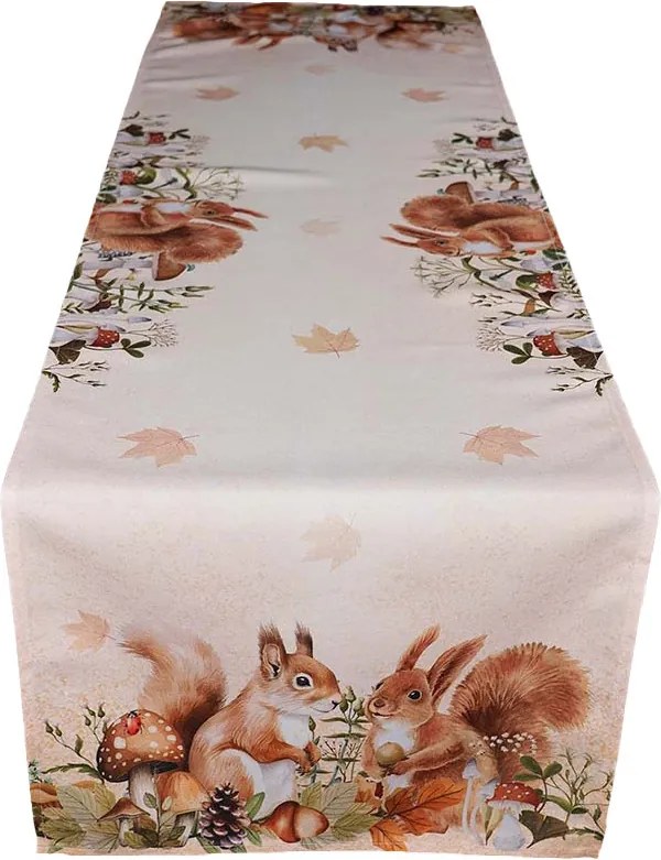 Obrus Veveričky v jesennom lese 40 × 140 cm
