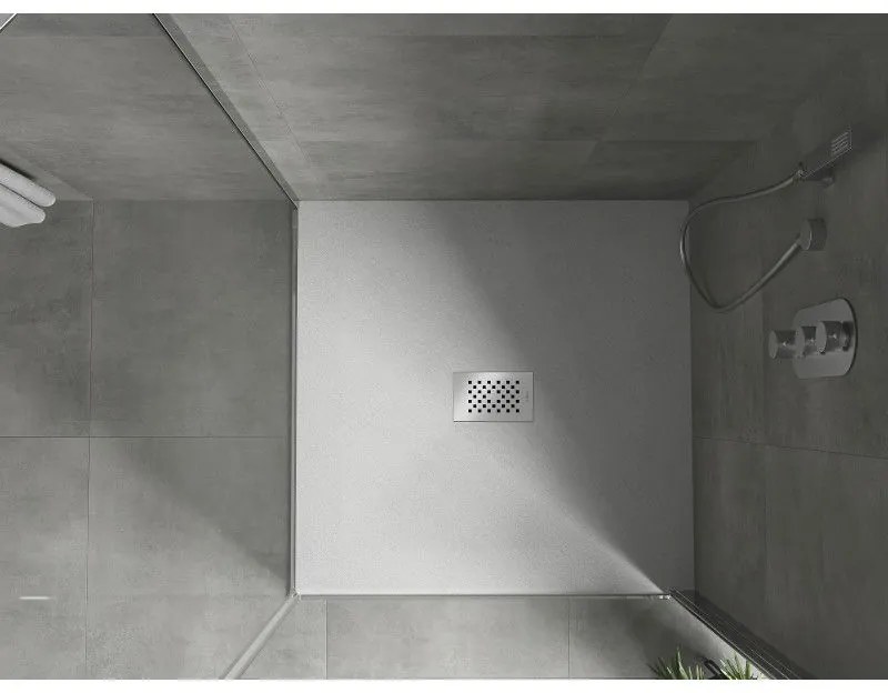 Mexen Hugo, štvorcová sprchová vanička SMC 100 x 100 cm, biela, oceľová krytka, 42101010-X