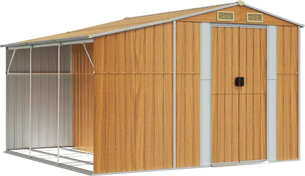 vidaXL Záhradná kôlňa bledohnedá 277x279x179 cm pozinkovaná oceľ