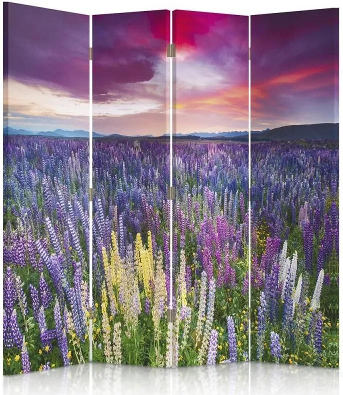 CARO Paraván - A Meadow Full Of Flowers | štvordielny | jednostranný 145x150 cm