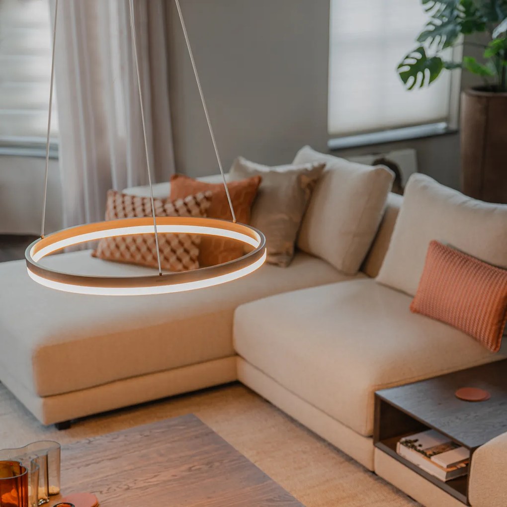 Závesné svietidlo tmavá bronz 60 cm vrátane LED 3-stupňové stmievateľné - Anello