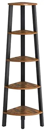 Rohový regál, industriálny dizajn, 5 políc, 159x34x34cm