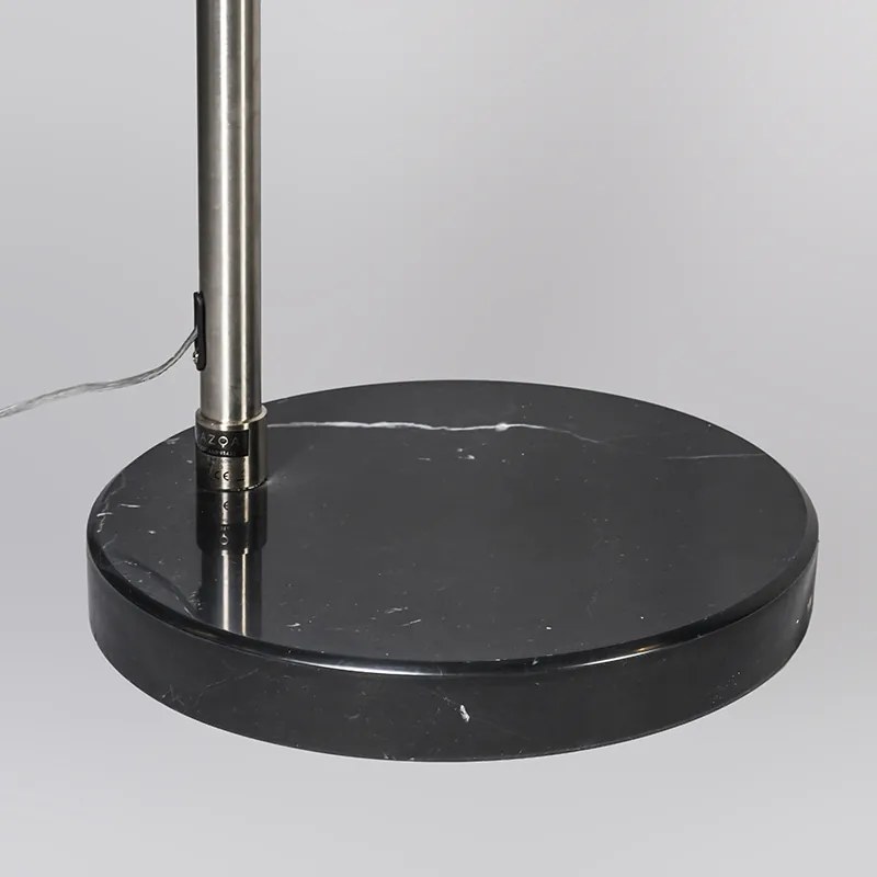 Oceľová oblúková lampa s bielym textilným tienidlom 45 cm - XXL