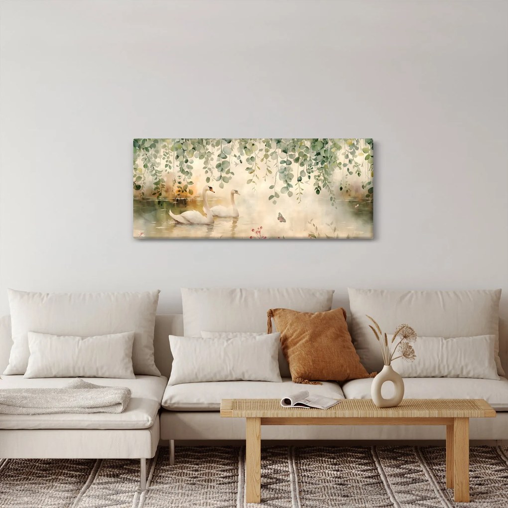 Obraz - Jazero, aquarel (120x50 cm)