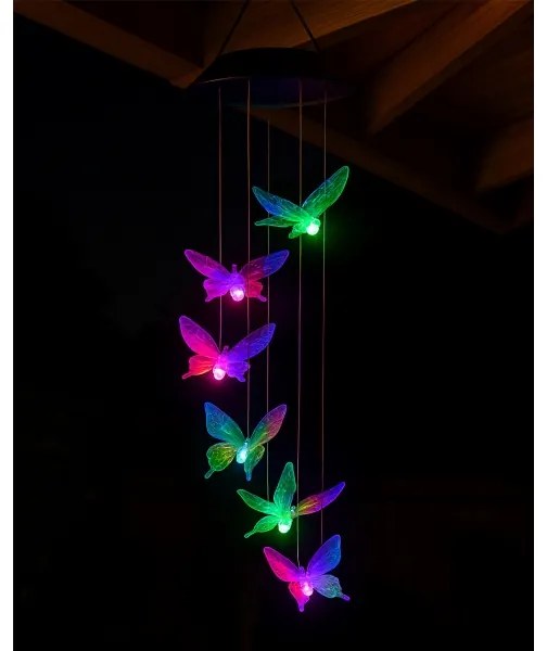 LED RGB Solárne svietidlo 6xLED/1,2V 300 mAh IP44 motýľ