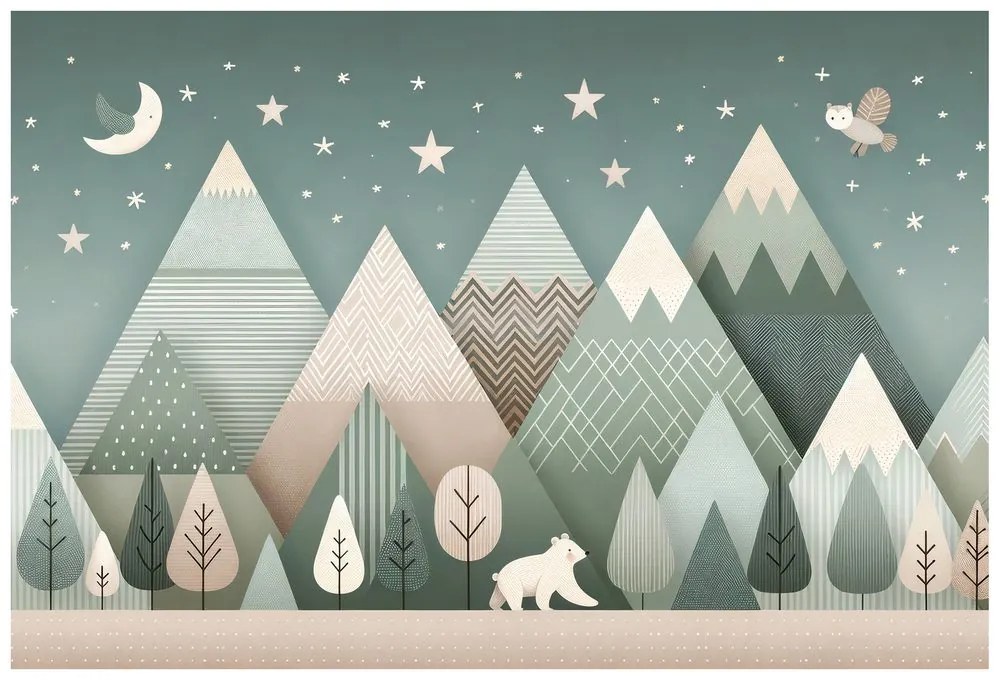 Tapeta detská horská krajina s medveďom