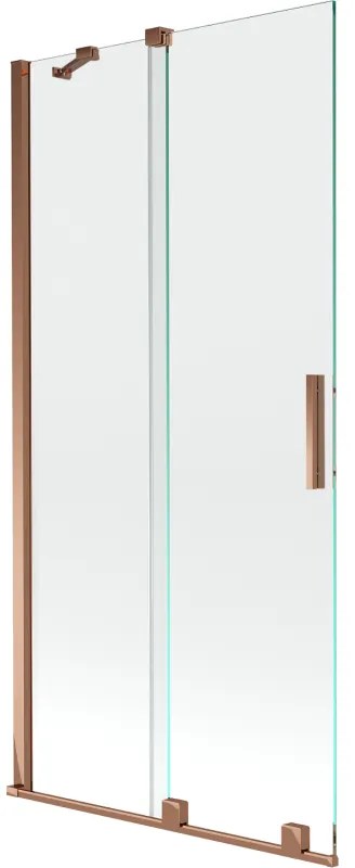 Mexen Velar, 2-krídlová posuvná vaňová zástena 90 x 150 cm, 8mm číre sklo, ružové zlato, 896-090-000-01-60