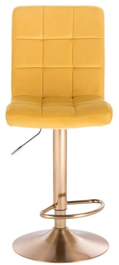 LuxuryForm DESIGN Barová stolička TOLEDO VELUR na zlatom tanieri - žltá