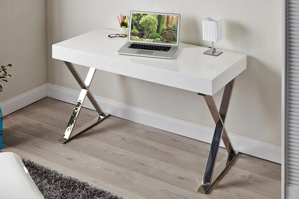Bighome - Písací stôl bez šuplíka BRACE 100 cm - biela