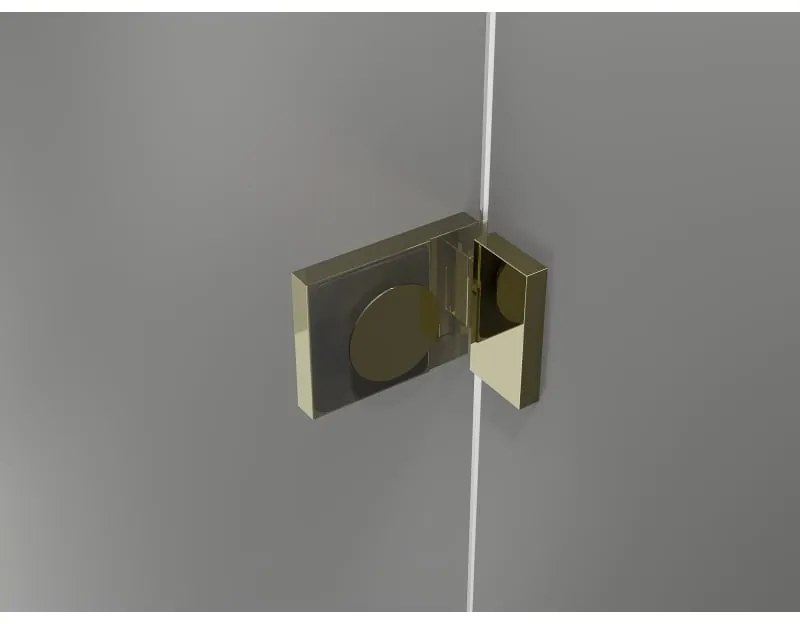 Mexen Lunar, polkruhový sprchový kút naklápací doľava 90 x 70 cm, 8mm číre sklo, zlatý profil, 833-090L-070P-50-00
