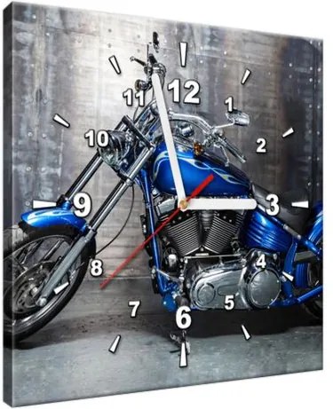 Obraz s hodinami Modrá motorka 30x30cm ZP2379A_1AI