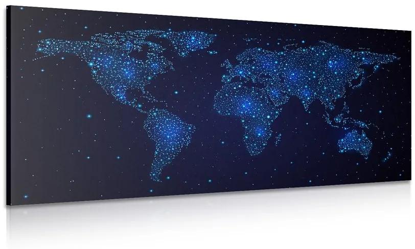 Obraz mapa sveta s nočnou oblohou Varianta: 100x50