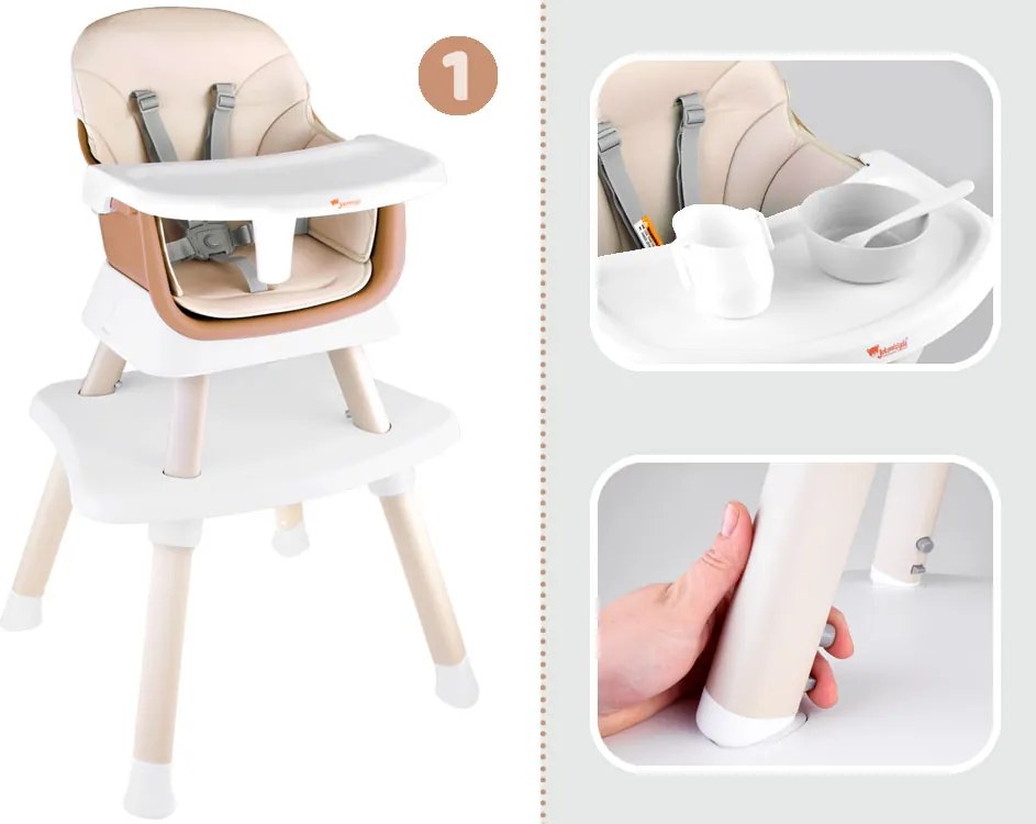 JOKOMISIADA Detská stolička na kŕmenie, sada 6 v 1 ZA4142