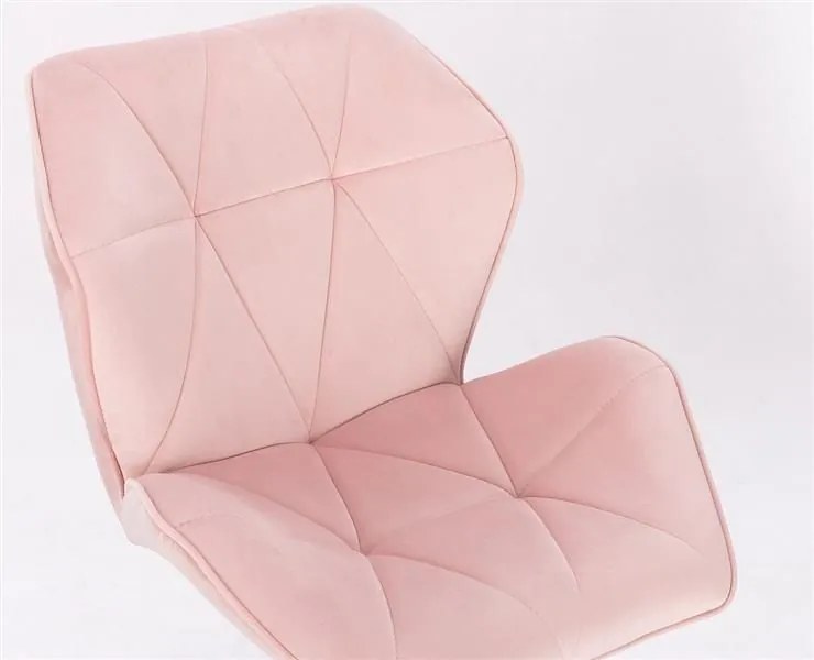 LuxuryForm DESIGN Stolička MILANO MAX VELUR na zlatej podstave s kolieskami - svetlo ružová