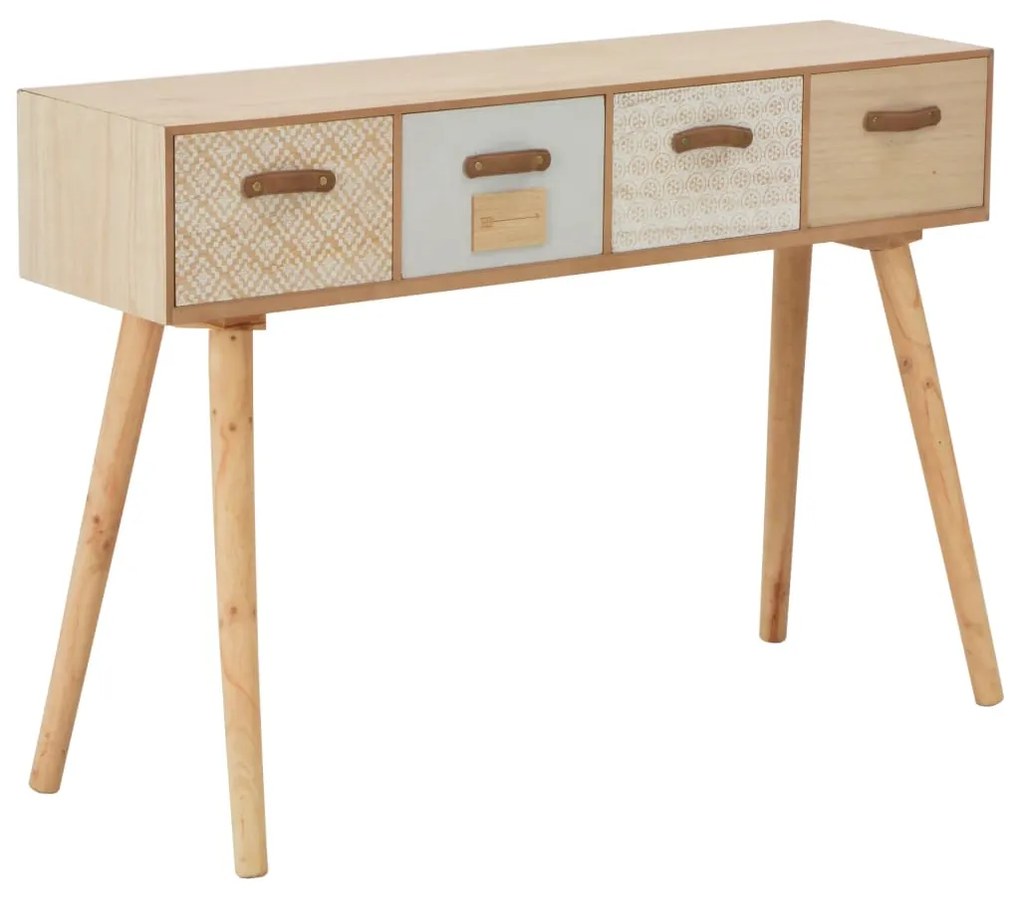 vidaXL Konzolový stolík s 4 zásuvkami 110x30x75 cm masívne borovicové drevo