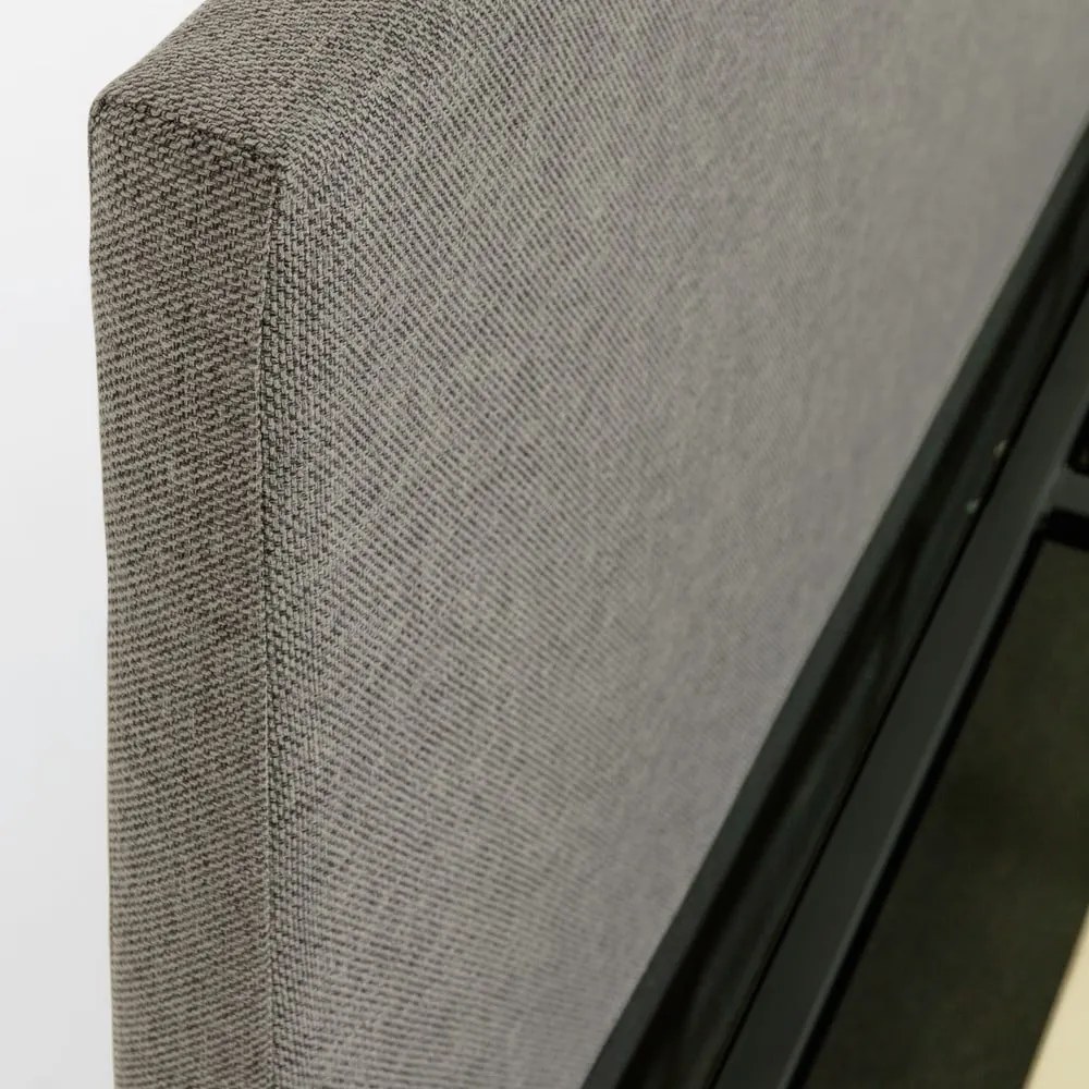 Sivá čalúnená dvojlôžková posteľ s úložným priestorom s roštom 180x200 cm Nahiri – Kave Home