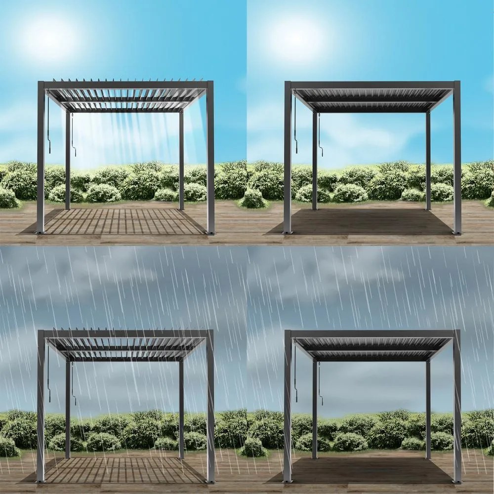 Hliníková bioklimatická pergola s lamelami 4 x 4 M