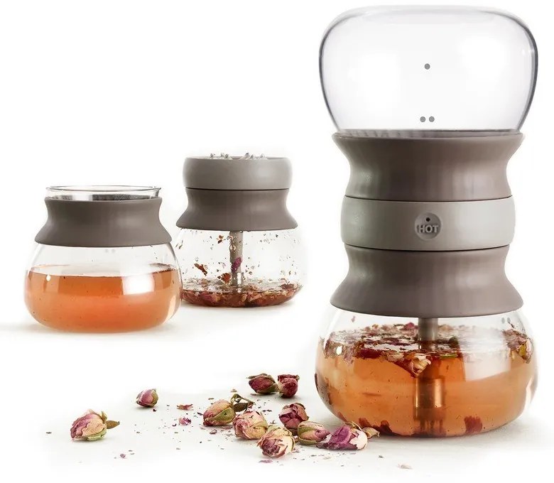 Svetlohnedá sklenená kanvica na čaj so sitkom 500 ml – Lékué