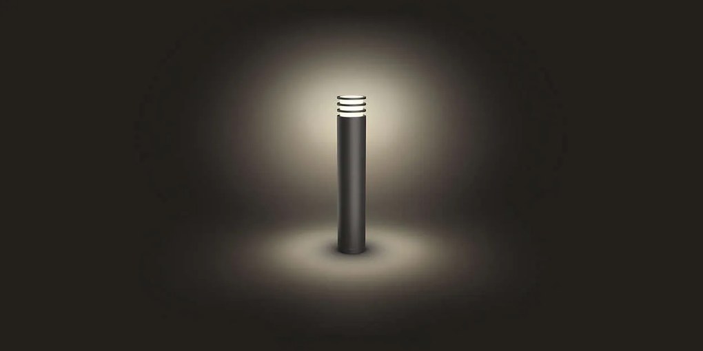 PHILIPS HUE Vonkajšie stĺpikové LED inteligentné osvetlenie HUE LUCCA, 9,5 W, teplá biela, šedé, IP44