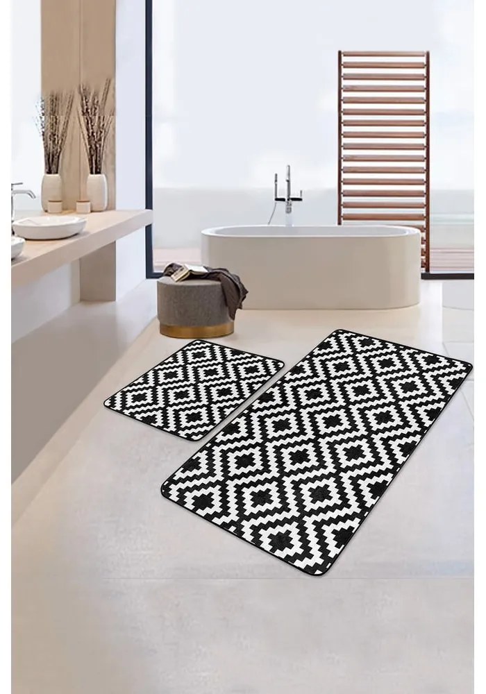 Biele/čierne kúpeľňové predložky v súprave 2 ks 60x100 cm – Mila Home