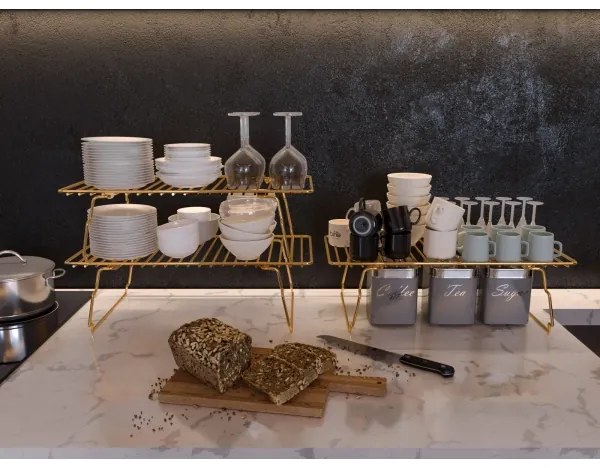 Policový organizér 42x19 cm zlatá