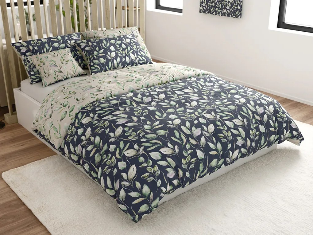 Obliečky z mikrovlákna DREAMFLOR čierno-béžové Rozmer obliečky: 2 ks 70 x 90 cm | 200 x 220 cm