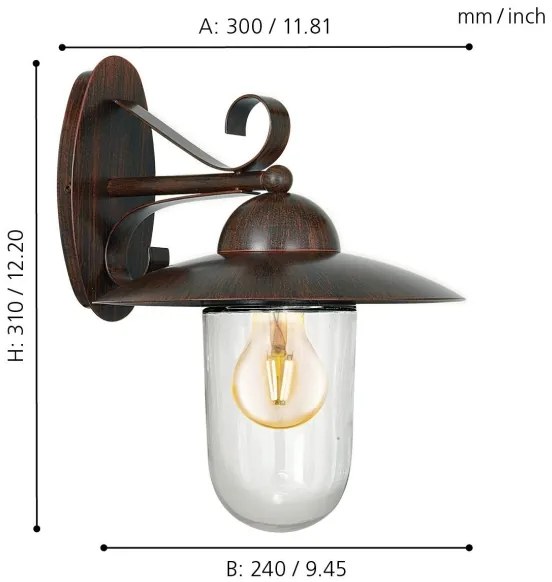 EGLO 83589 - Vonkajšie nástenné svietidlo MILTON 1xE27/60W