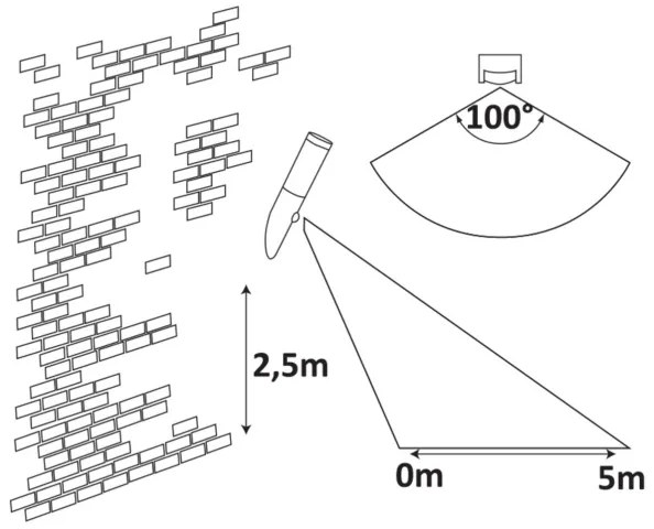 Rabalux 8266 - Vonkajšie svietidlo so senzorom INOX TORCH 1xE27/25W/230V IP44