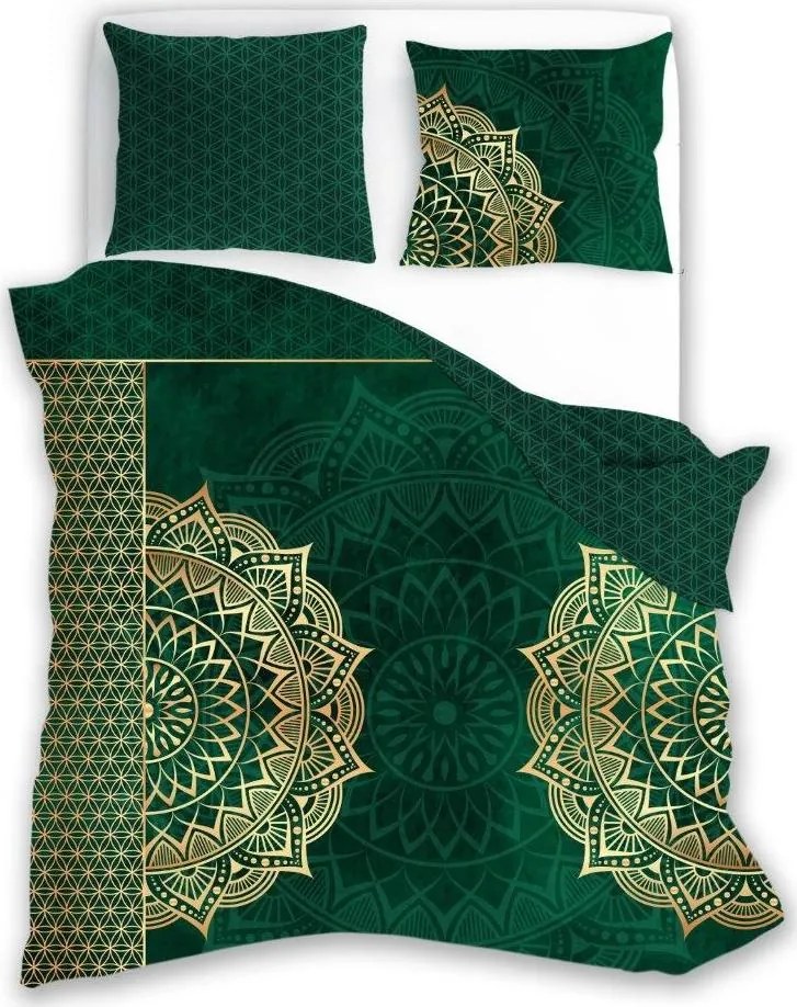 Bavlnené obliečky MANDALA - zelené - 140x200 cm
