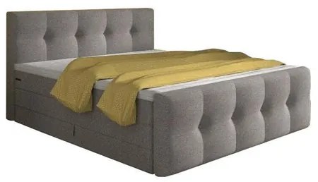 Posteľ Boxspring Leonard 180x200, sivá, vr. matraca a topperu
