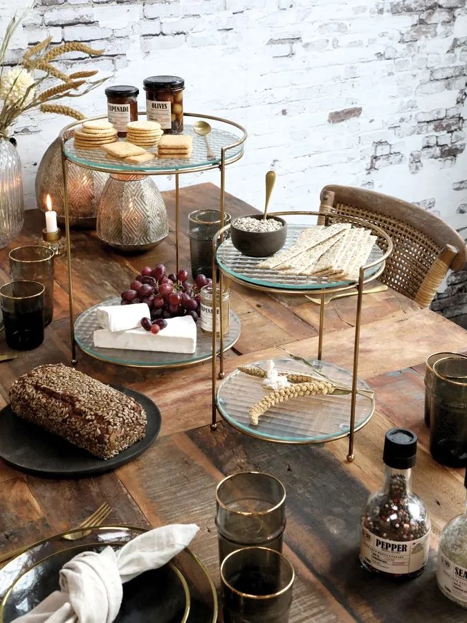 Chic Antique Kovový etažér Glass Shelves