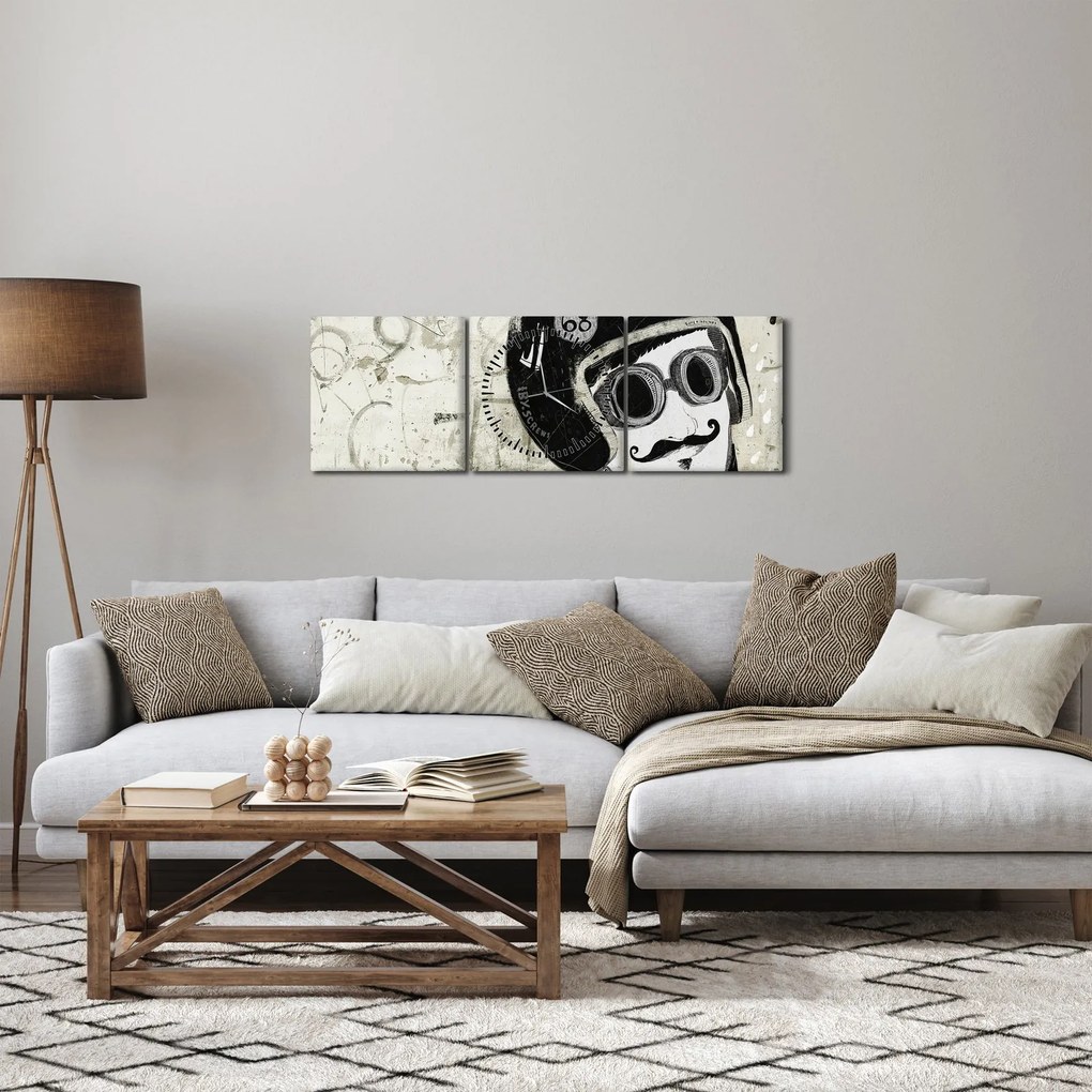 Obraz - Pretekár (s hodinami) (90x30 cm)