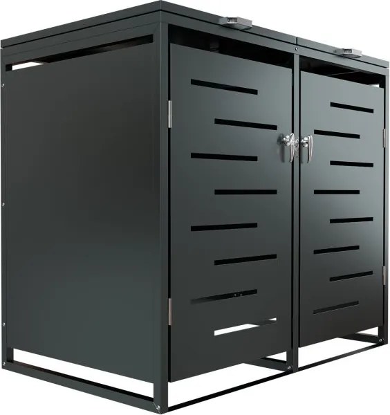 Kovový prístrešok pre 2 popolnice, antracit, 132×116×80 cm