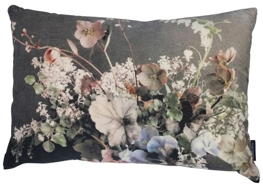 Veľký zamatový vankúš rozkvitnuté kvety 9 - 40*60*15cm