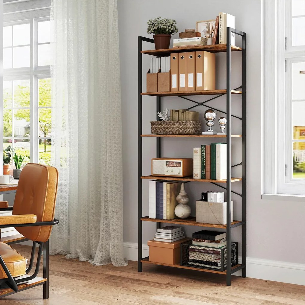 Regál do obývacej izby Vasagle Luna 80 cm hnedý/čierny