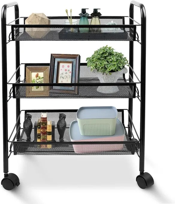 Pojazdný regál HALSEN čierny