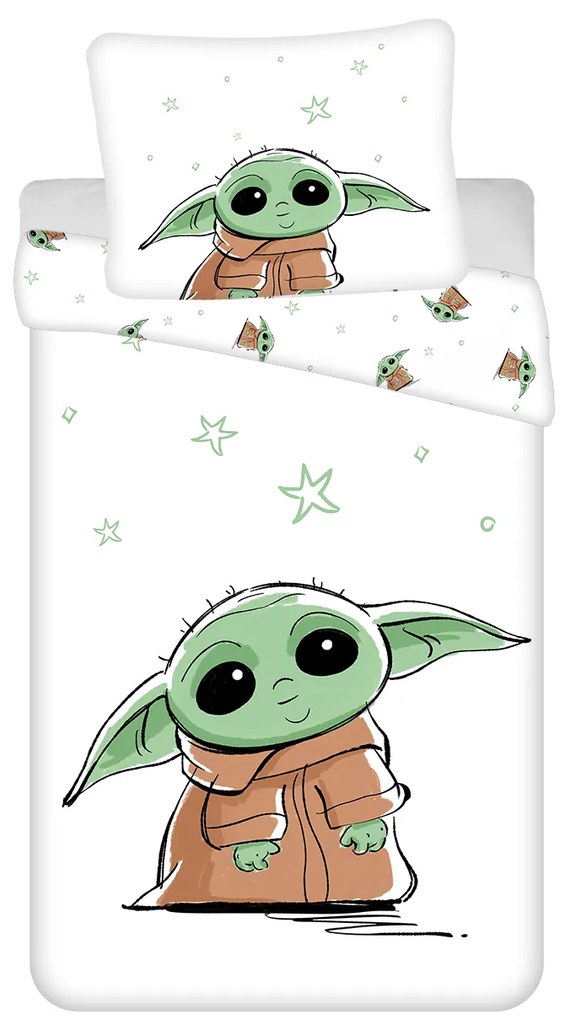 Jerry Fabrics Bavlnené obliečky 140x200 + 70x90 cm - Star Wars "Baby Yoda"