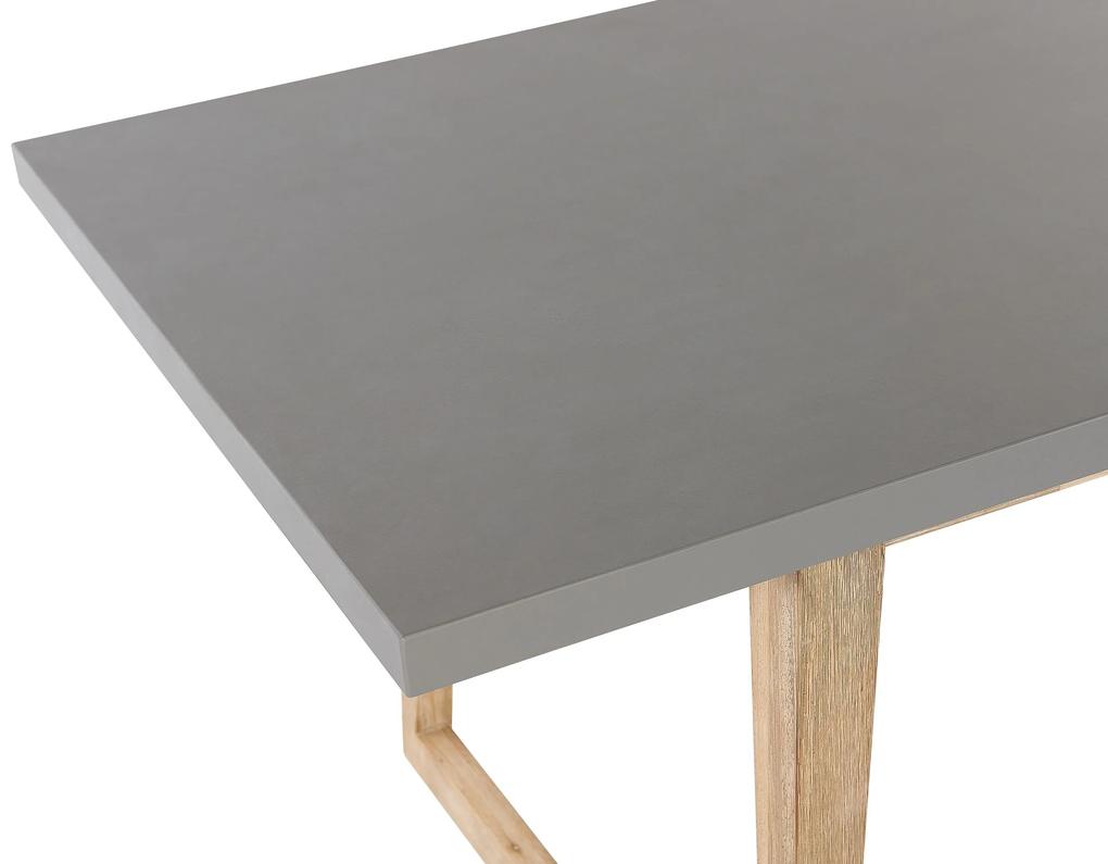 Záhradný betónový stôl 180 x 90 cm sivá/svetlé drevo ORIA Beliani
