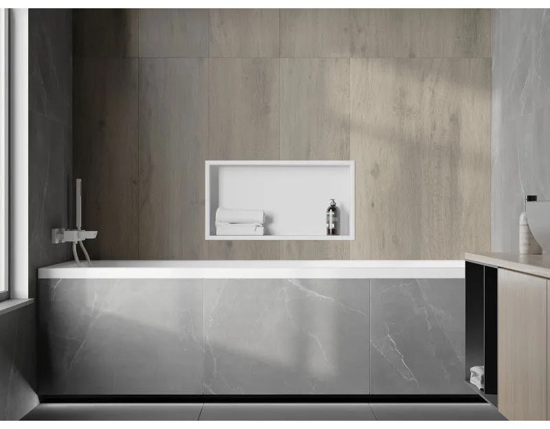 Mexen X-Wall-R, polička na zapustenie na obklad s golierom 60 x 30 cm, biela, 1920603010