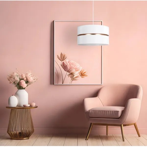 Duolla - Luster na lanku DUO 1xE27/15W/230V pr. 40 cm biela/zlatá