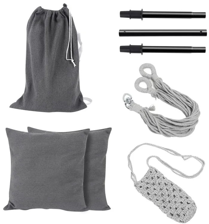 MIADOMODO Závesné hojdacie kreslo, antracit, dovnútra aj von