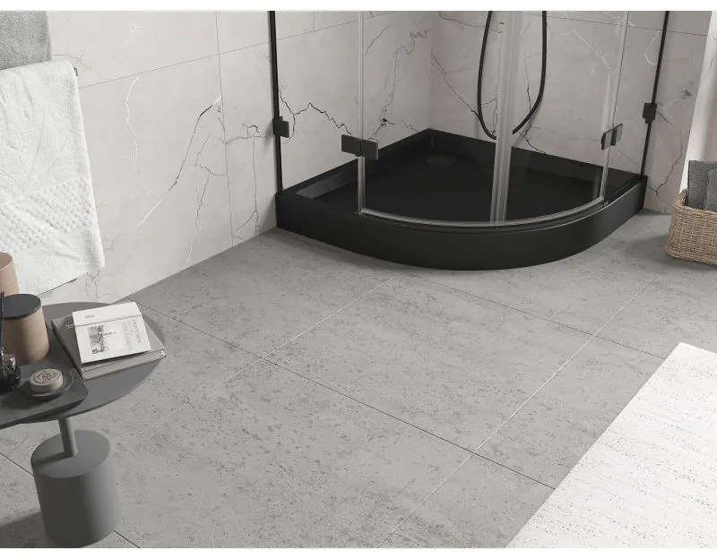 Mexen Flow+, štvrťkruhová sprchová vanička 90 x 90 cm, čierna matná, 46Q709090H