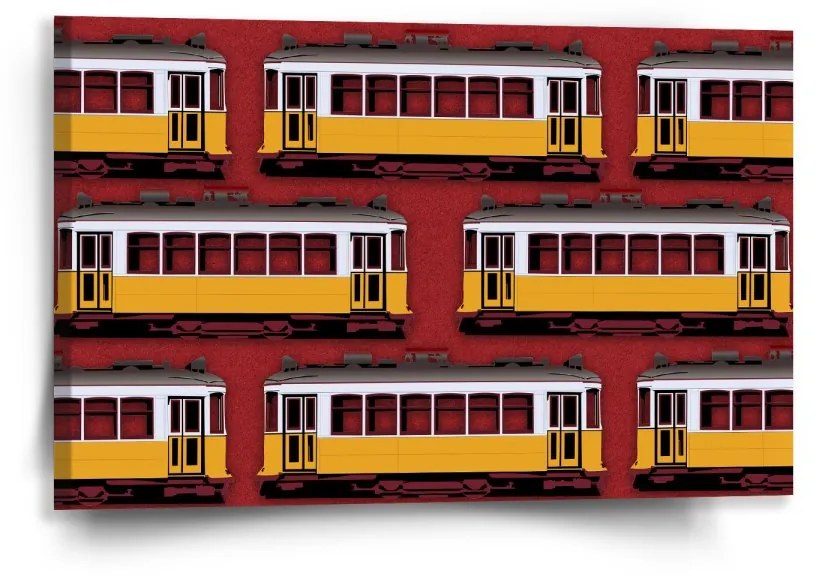 Sablio Obraz Lisabonské historické električky Červený Pattern - 60x40 cm