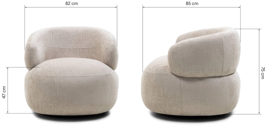 Otočné designové křeslo Rumble světle béžové