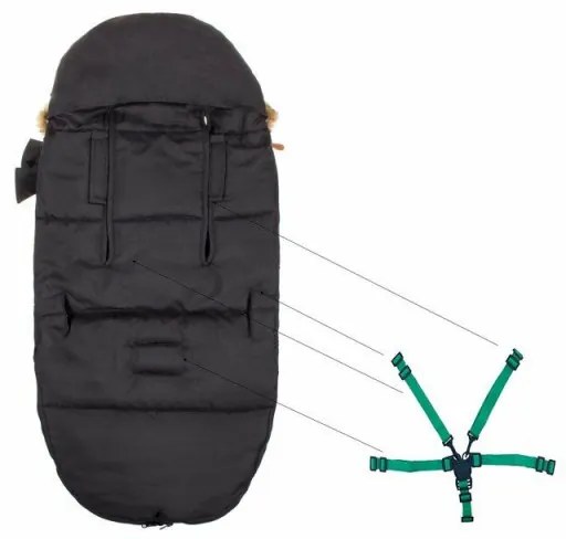 SPRINGOS Zimný fusak s kožúškom 4v1 SPRINGOS PRESTIGE čierny
