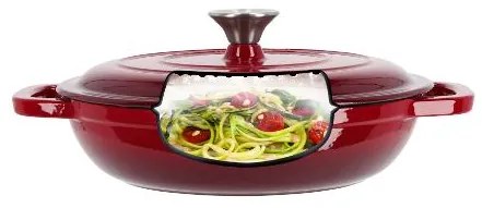 Silvercrest®  Liatinová servírovacia panvica, 2,4 l, červená + Liatinová grilovacia panvica, 24 cm, červená  (800011483)