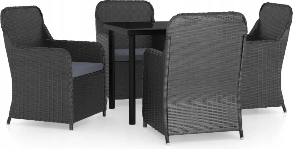 vidaXL 5-dielna sada záhradného nábytku s vankúšmi, čierna